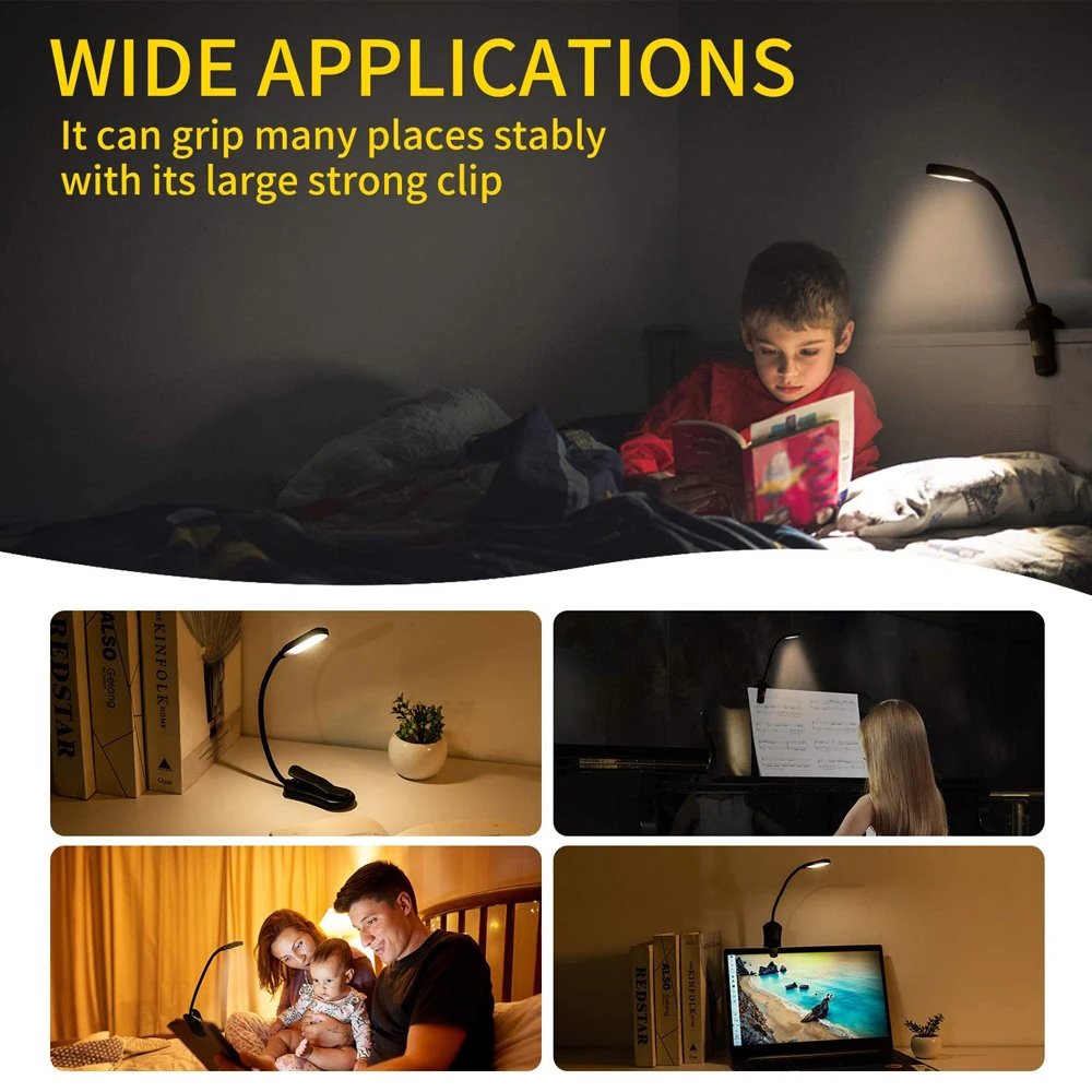 Rechargeable Book Light Mini 7 LED Reading Light 3-Level Warm Cool White Flexible Easy Clip Lamp Read Night Reading Lamp in Bed Rechargeable Book Light Mini 7 LED Reading Light 3-Level Warm Cool White Flexible Easy Clip Lamp Read Night Reading Lamp in Bed