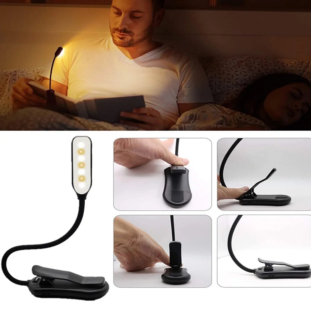 Rechargeable Book Light Mini 7 LED Reading Light 3-Level Warm Cool White Flexible Easy Clip Lamp Read Night Reading Lamp in Bed Rechargeable Book Light Mini 7 LED Reading Light 3-Level Warm Cool White Flexible Easy Clip Lamp Read Night Reading Lamp in Bed