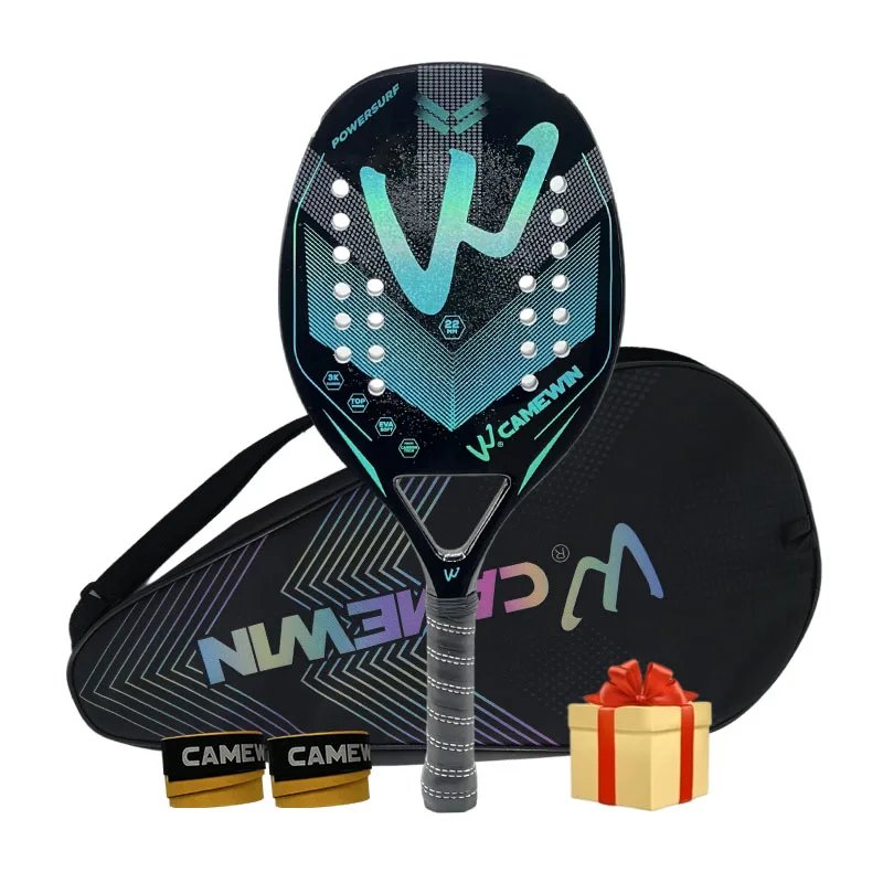 Camewin 3K Holographic Beach Tennis Racket, Full Carbon Fiber Frame, Kit Feminino, Rude Tratamento de Superfície, Iniciante, 202