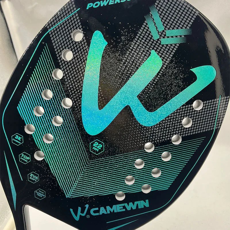 Camewin 3K Holographic Beach Tennis Racket, Full Carbon Fiber Frame, Kit Feminino, Rude Tratamento de Superfície, Iniciante, 202
