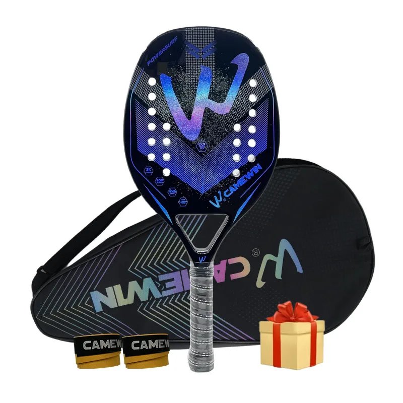 Camewin 3K Holographic Beach Tennis Racket, Full Carbon Fiber Frame, Kit Feminino, Rude Tratamento de Superfície, Iniciante, 202