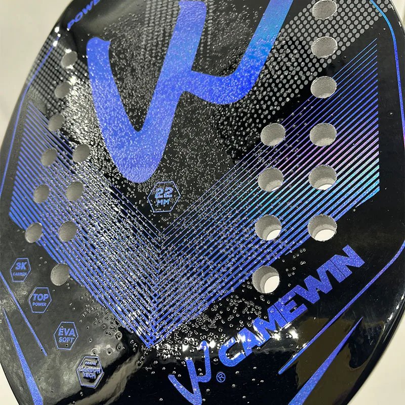 Camewin 3K Holographic Beach Tennis Racket, Full Carbon Fiber Frame, Kit Feminino, Rude Tratamento de Superfície, Iniciante, 202