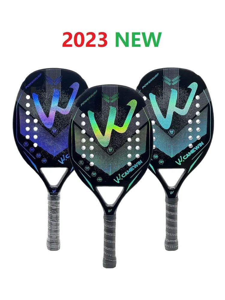 Camewin 3K Holographic Beach Tennis Racket, Full Carbon Fiber Frame, Kit Feminino, Rude Tratamento de Superfície, Iniciante, 202