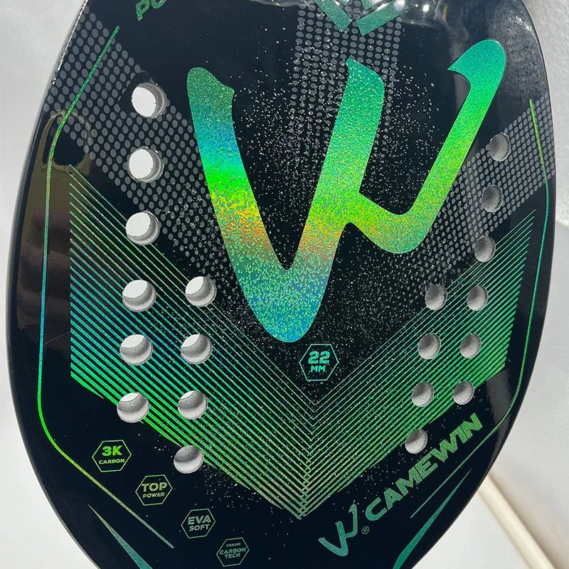 Camewin 3K Holographic Beach Tennis Racket, Full Carbon Fiber Frame, Kit Feminino, Rude Tratamento de Superfície, Iniciante, 202