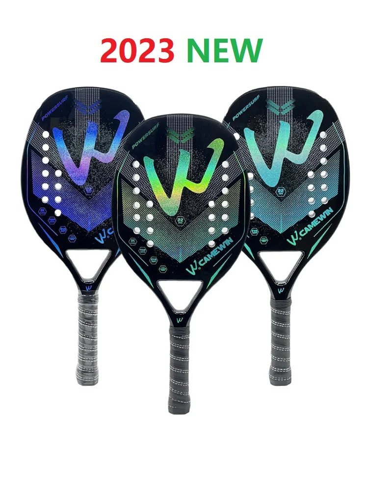Camewin 3K Holographic Beach Tennis Racket, Full Carbon Fiber Frame, Kit Feminino, Rude Tratamento de Superfície, Iniciante, 202