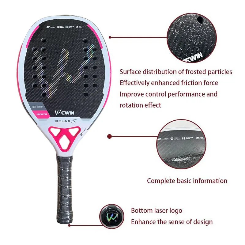 3K Camewin Beach Tennis Racket Full Carbon Fiber Rough Surface Outdoor Sports Racket For Men Women Adult Senior Player 2025 New